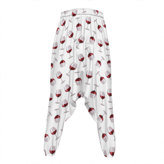 Glasses Of Wine Pattern Print Hammer Pants