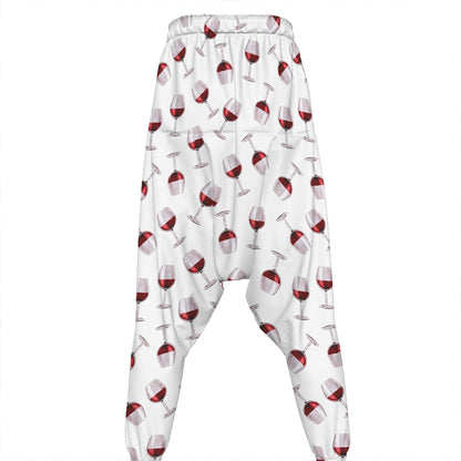 Glasses Of Wine Pattern Print Hammer Pants