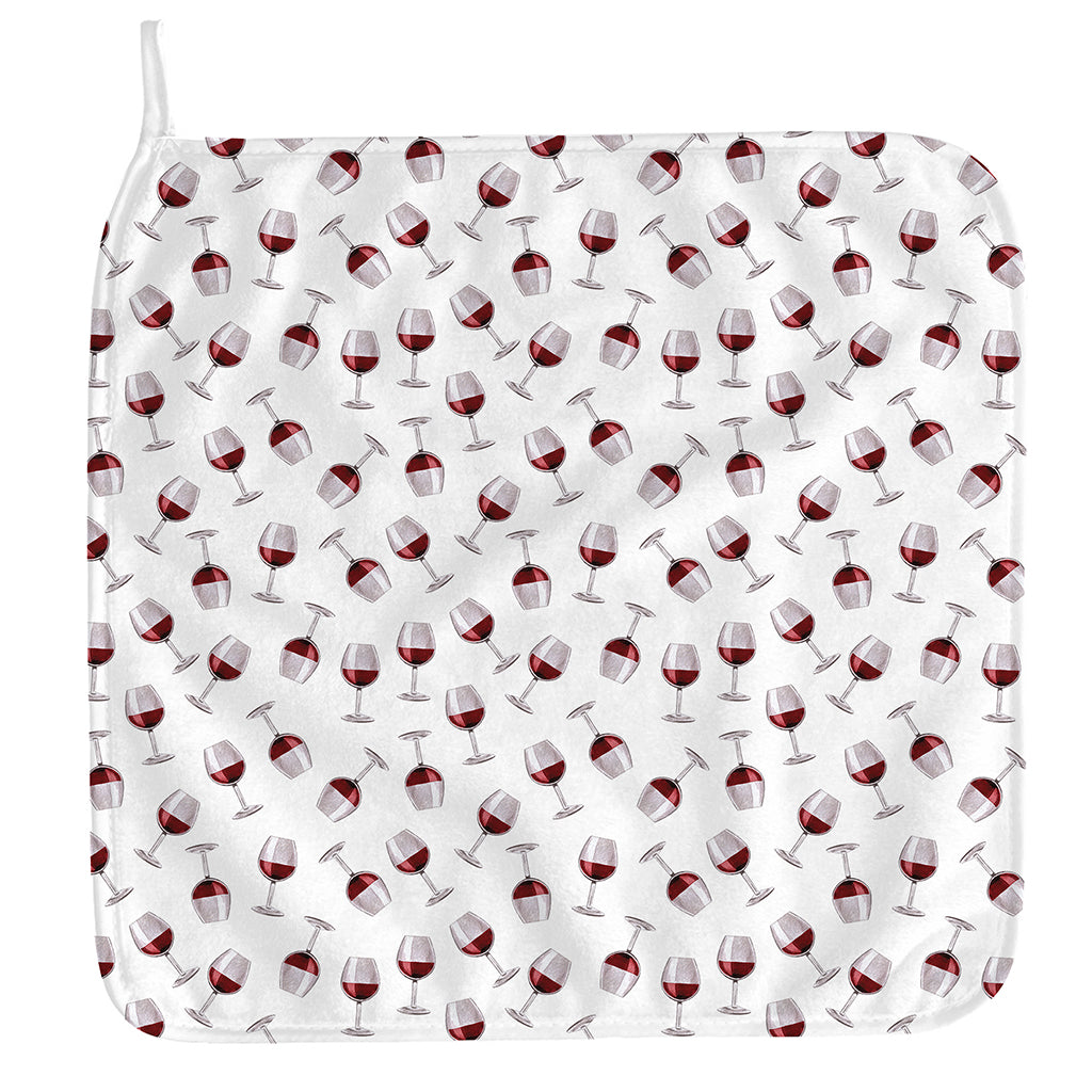 Glasses Of Wine Pattern Print Hand Towel