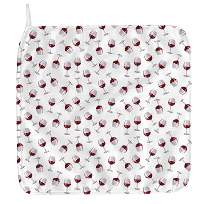 Glasses Of Wine Pattern Print Hand Towel
