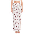 Glasses Of Wine Pattern Print High Slit Maxi Skirt