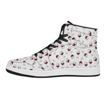 Glasses Of Wine Pattern Print High Top Leather Sneakers
