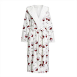 Glasses Of Wine Pattern Print Hooded Bathrobe