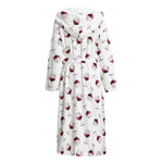 Glasses Of Wine Pattern Print Hooded Bathrobe