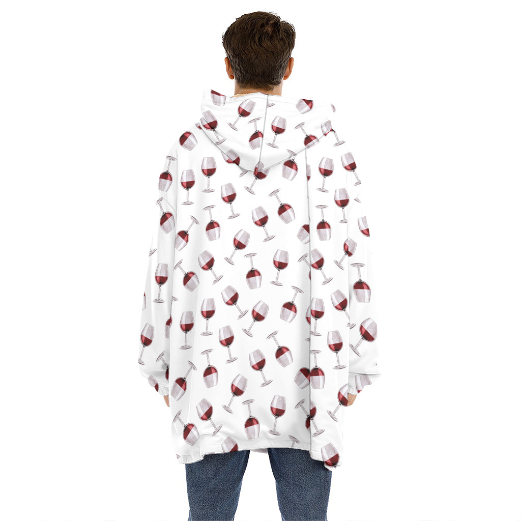 Glasses Of Wine Pattern Print Hoodie Blanket