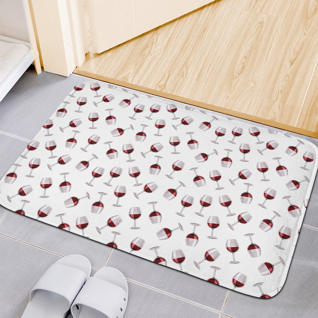 Glasses Of Wine Pattern Print Indoor Door Mat