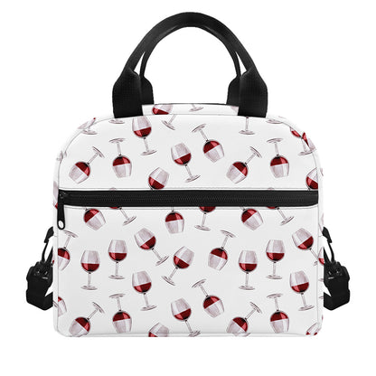 Glasses Of Wine Pattern Print Insulated Lunch Bag