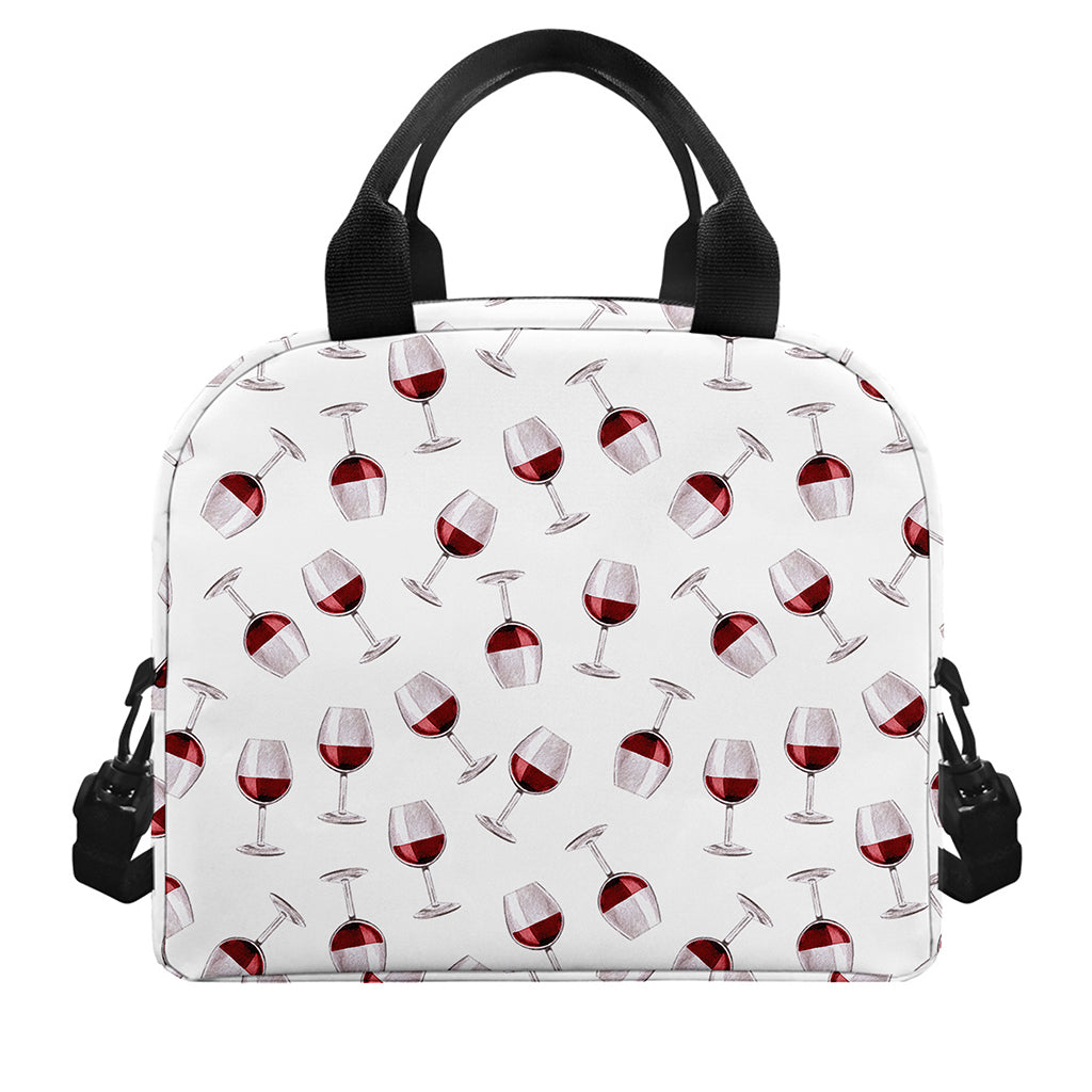 Glasses Of Wine Pattern Print Insulated Lunch Bag