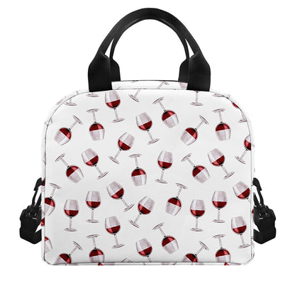 Glasses Of Wine Pattern Print Insulated Lunch Bag