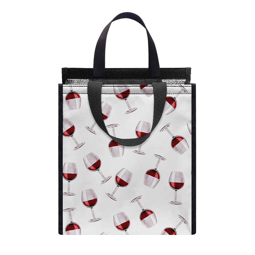 Glasses Of Wine Pattern Print Insulated Lunch Tote