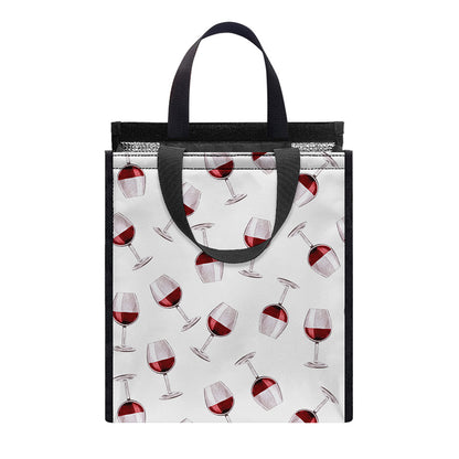 Glasses Of Wine Pattern Print Insulated Lunch Tote