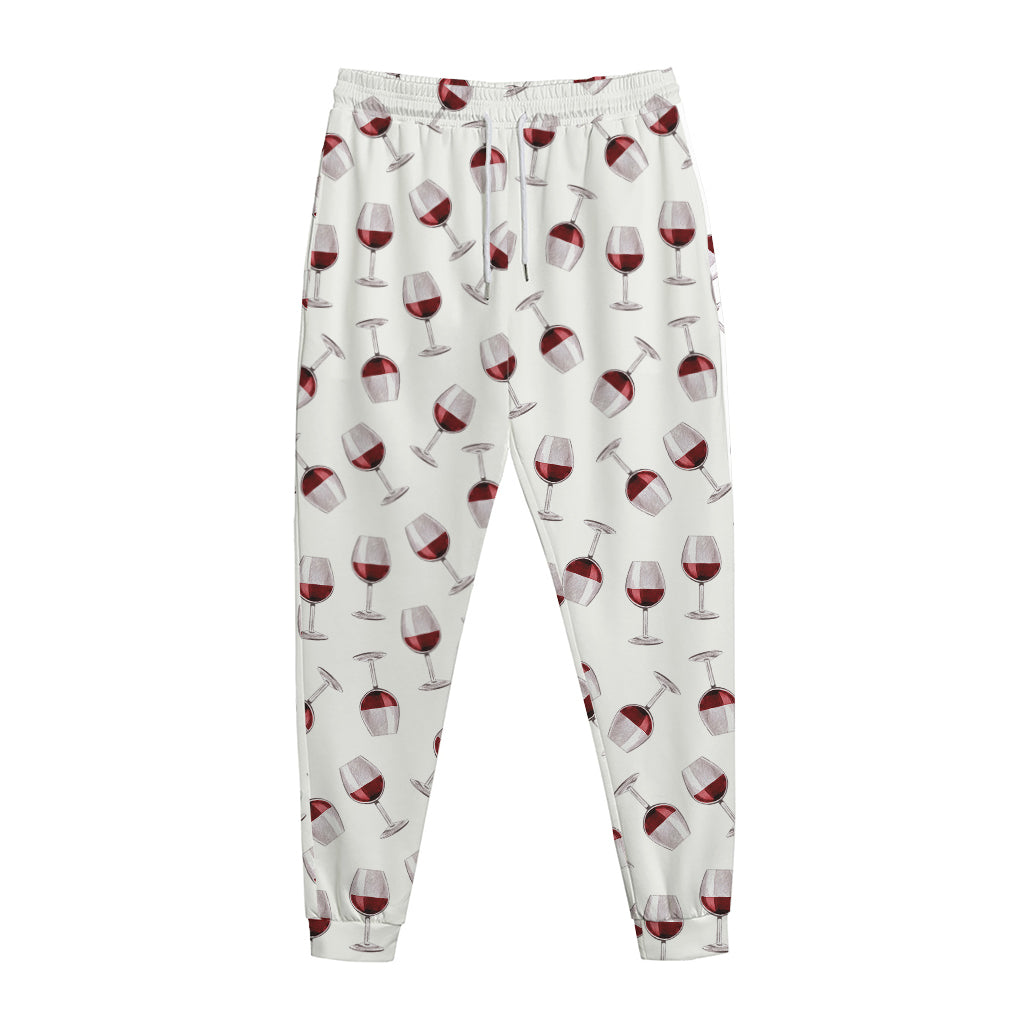 Glasses Of Wine Pattern Print Jogger Pants