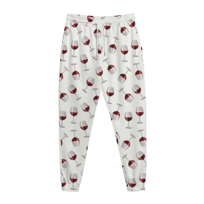 Glasses Of Wine Pattern Print Jogger Pants