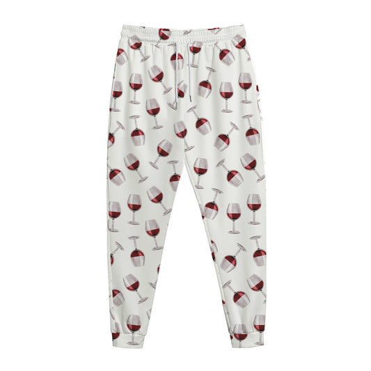 Glasses Of Wine Pattern Print Jogger Pants