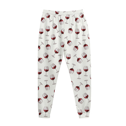 Glasses Of Wine Pattern Print Jogger Pants