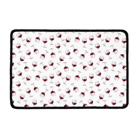 Glasses Of Wine Pattern Print Kitchen Mat