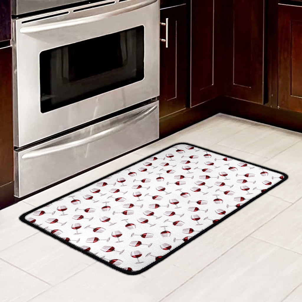 Glasses Of Wine Pattern Print Kitchen Mat