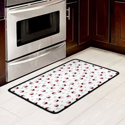 Glasses Of Wine Pattern Print Kitchen Mat