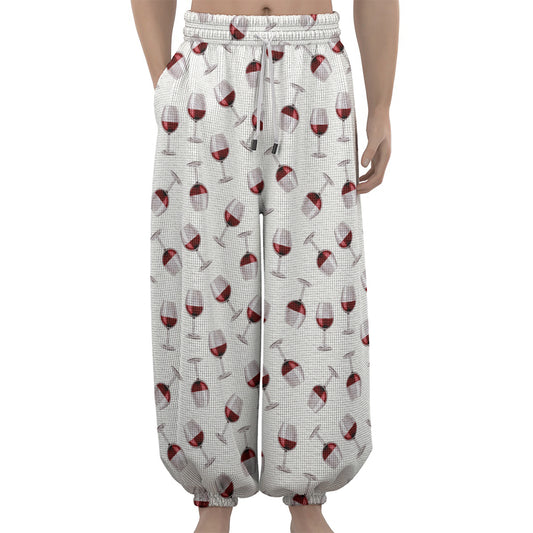 Glasses Of Wine Pattern Print Lantern Pants