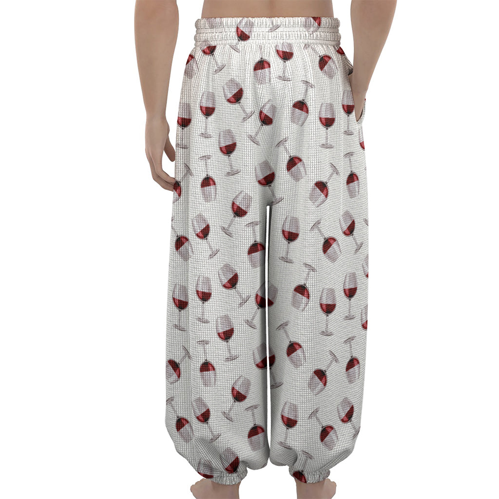 Glasses Of Wine Pattern Print Lantern Pants