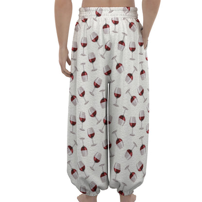 Glasses Of Wine Pattern Print Lantern Pants