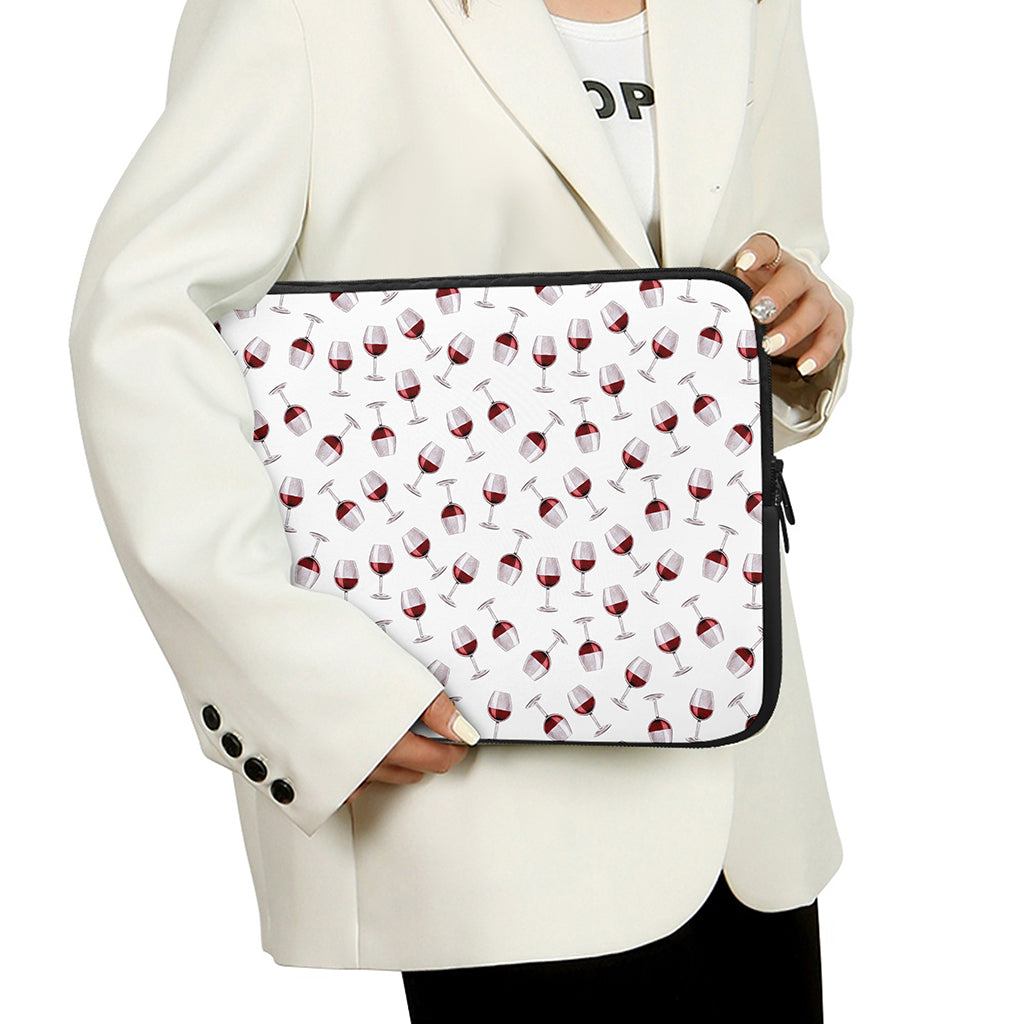 Glasses Of Wine Pattern Print Laptop Sleeve
