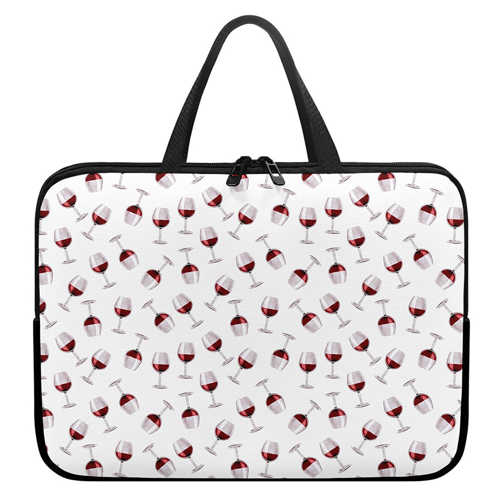 Glasses Of Wine Pattern Print Laptop Sleeve With Handle