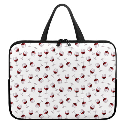 Glasses Of Wine Pattern Print Laptop Sleeve With Handle