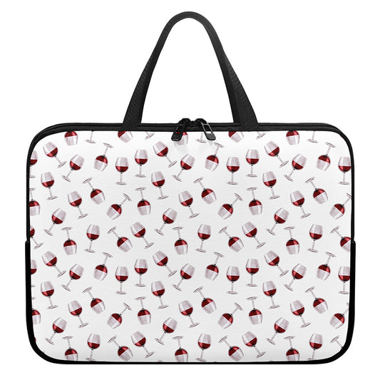 Glasses Of Wine Pattern Print Laptop Sleeve With Handle