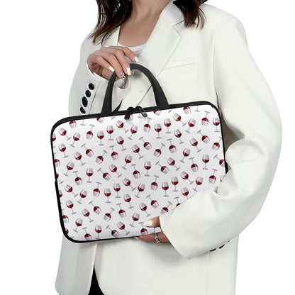 Glasses Of Wine Pattern Print Laptop Sleeve With Handle