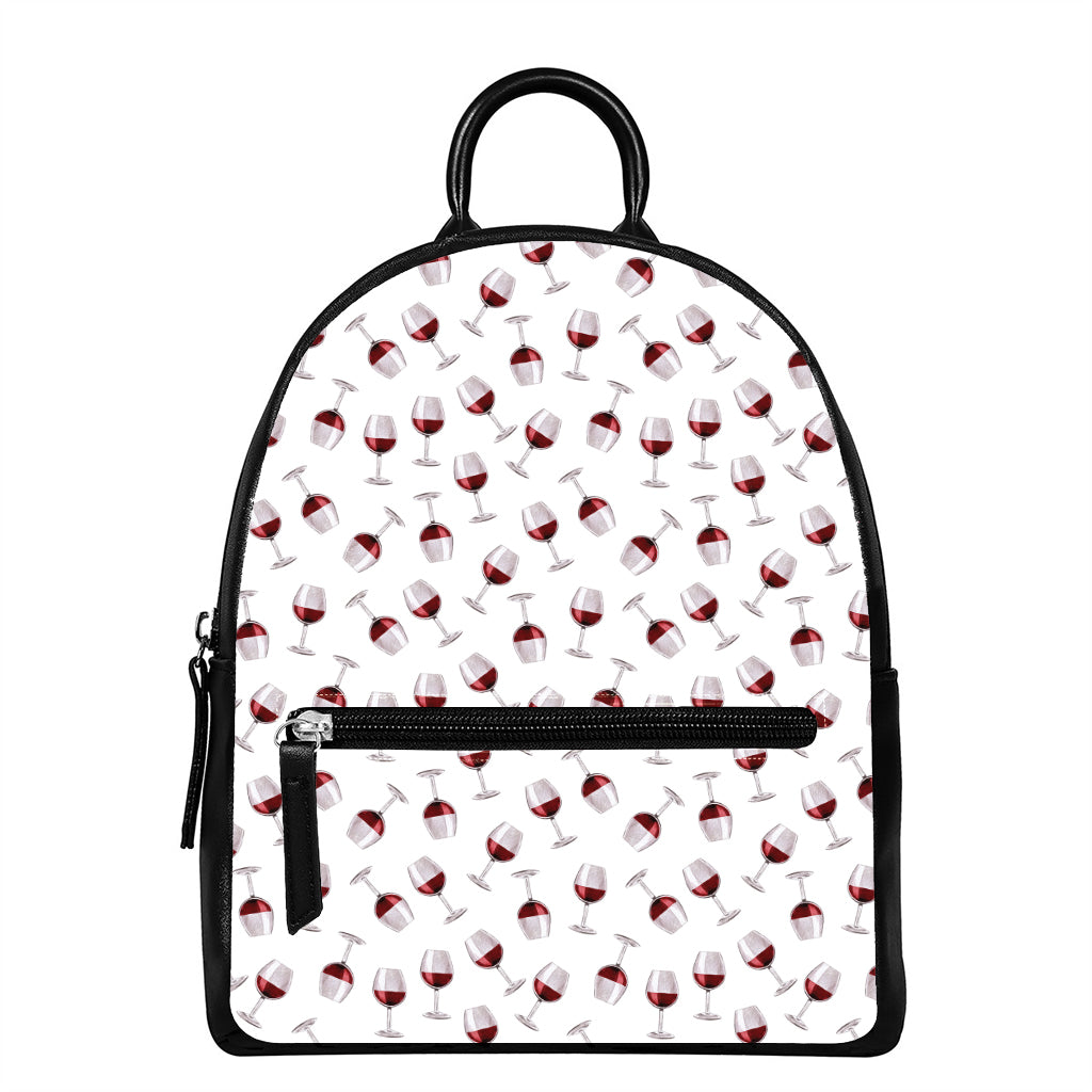 Glasses Of Wine Pattern Print Leather Backpack