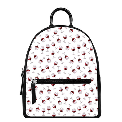 Glasses Of Wine Pattern Print Leather Backpack