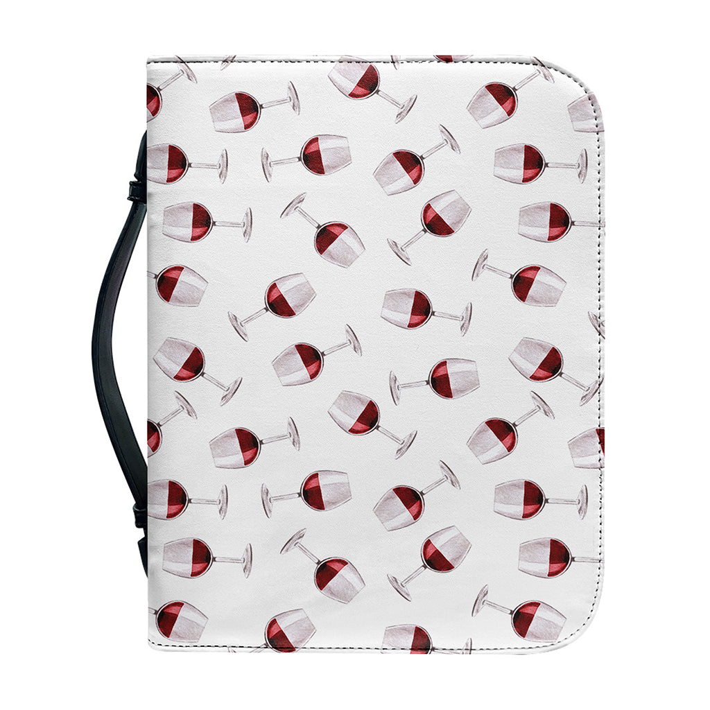 Glasses Of Wine Pattern Print Leather Bible Cover