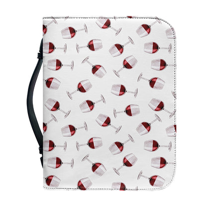Glasses Of Wine Pattern Print Leather Bible Cover