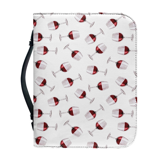 Glasses Of Wine Pattern Print Leather Bible Cover
