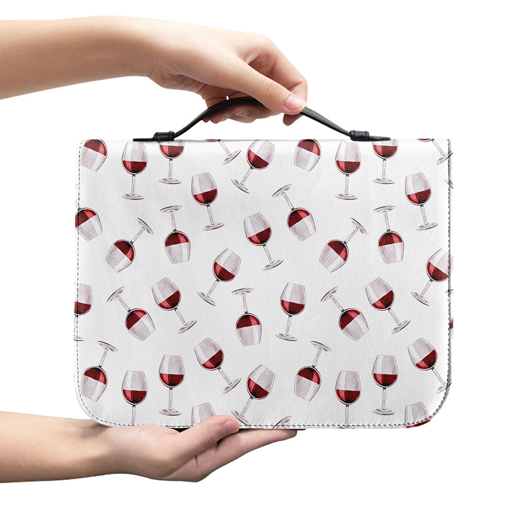 Glasses Of Wine Pattern Print Leather Bible Cover