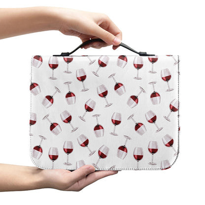 Glasses Of Wine Pattern Print Leather Bible Cover