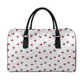 Glasses Of Wine Pattern Print Leather Duffel Bag