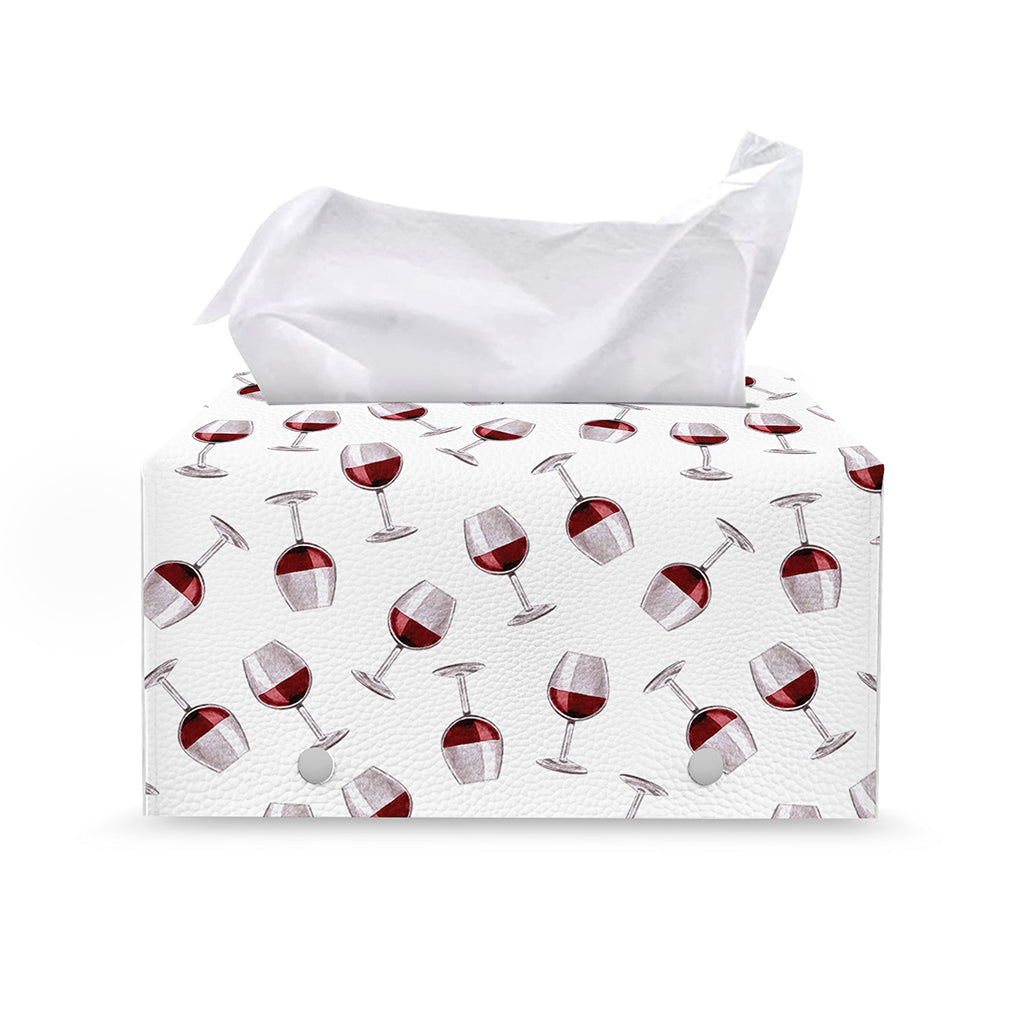 Glasses Of Wine Pattern Print Leather Tissue Box Cover