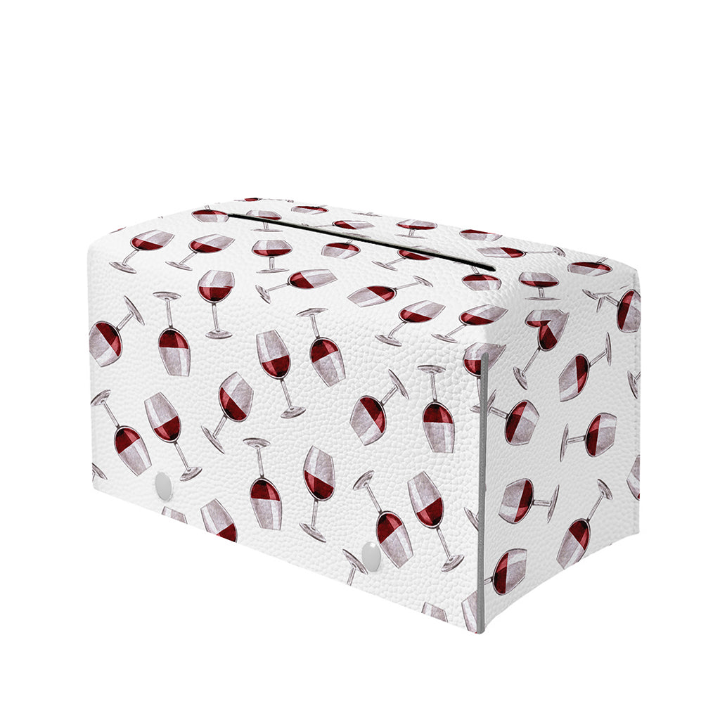 Glasses Of Wine Pattern Print Leather Tissue Box Cover