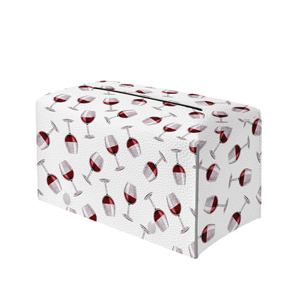 Glasses Of Wine Pattern Print Leather Tissue Box Cover
