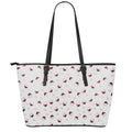 Glasses Of Wine Pattern Print Leather Tote Bag With Zipper