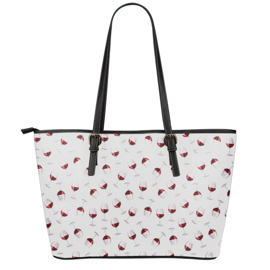 Glasses Of Wine Pattern Print Leather Tote Bag