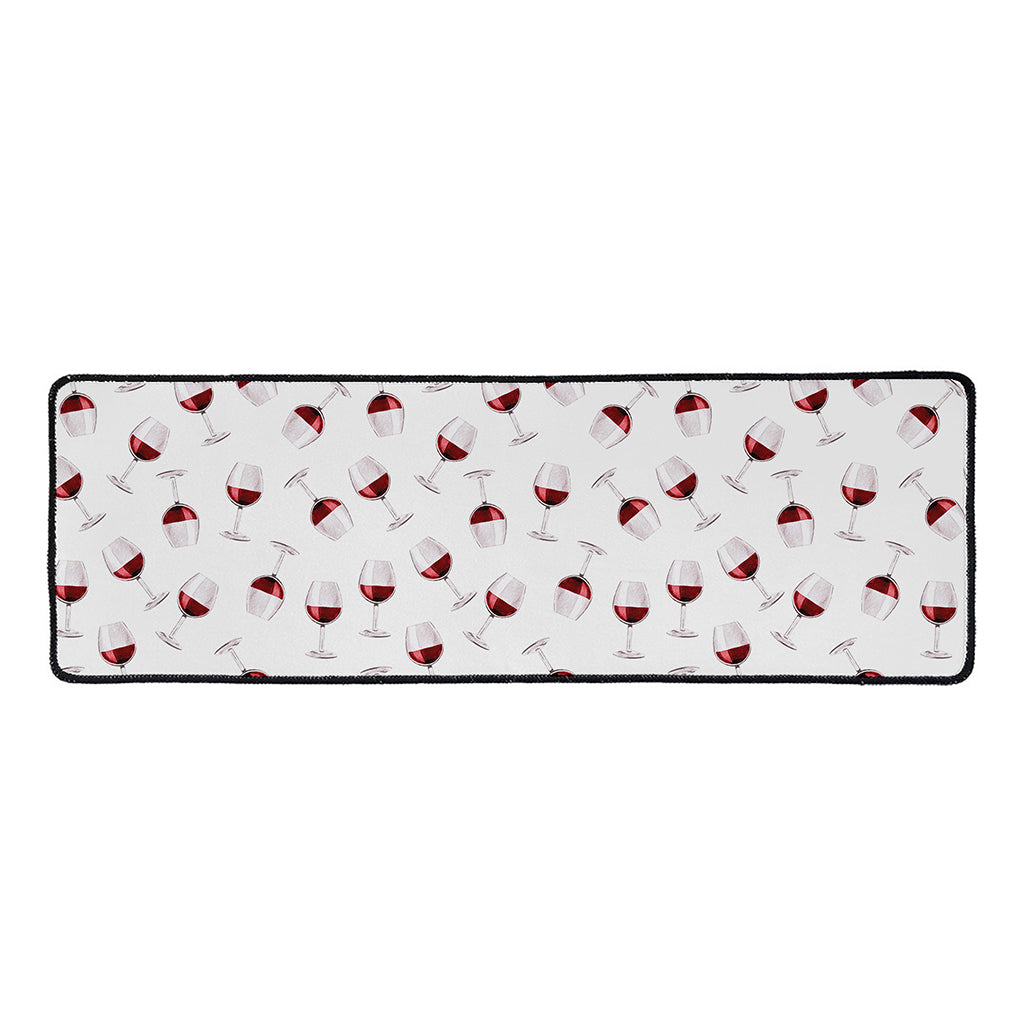 Glasses Of Wine Pattern Print Long Kitchen Mat