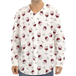 Glasses Of Wine Pattern Print Long Sleeve Baseball Jersey