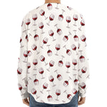 Glasses Of Wine Pattern Print Long Sleeve Baseball Jersey