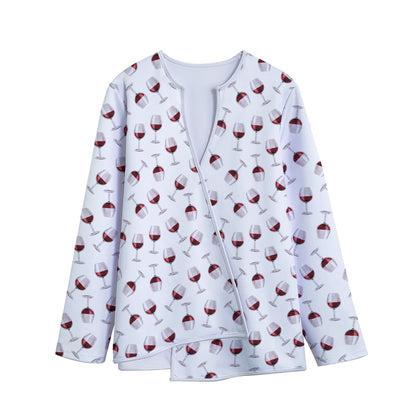 Glasses Of Wine Pattern Print Long Sleeve Short Coat