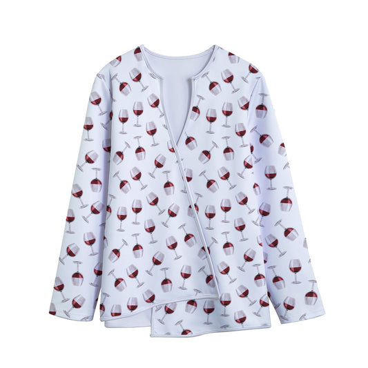 Glasses Of Wine Pattern Print Long Sleeve Short Coat