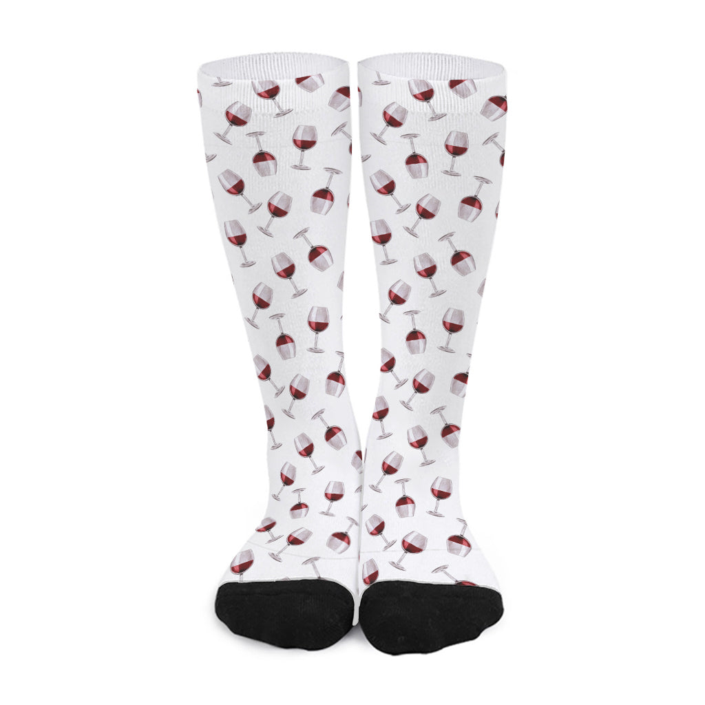 Glasses Of Wine Pattern Print Long Socks