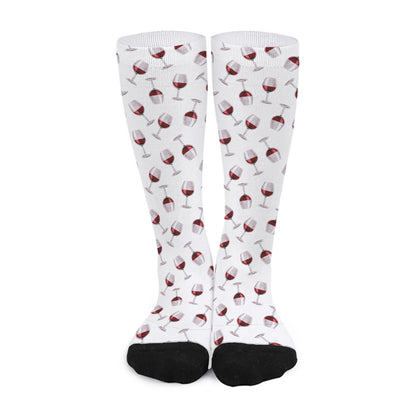 Glasses Of Wine Pattern Print Long Socks